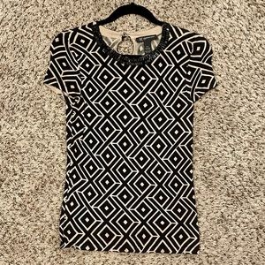 INC Chevron Top with Embellished Neckline